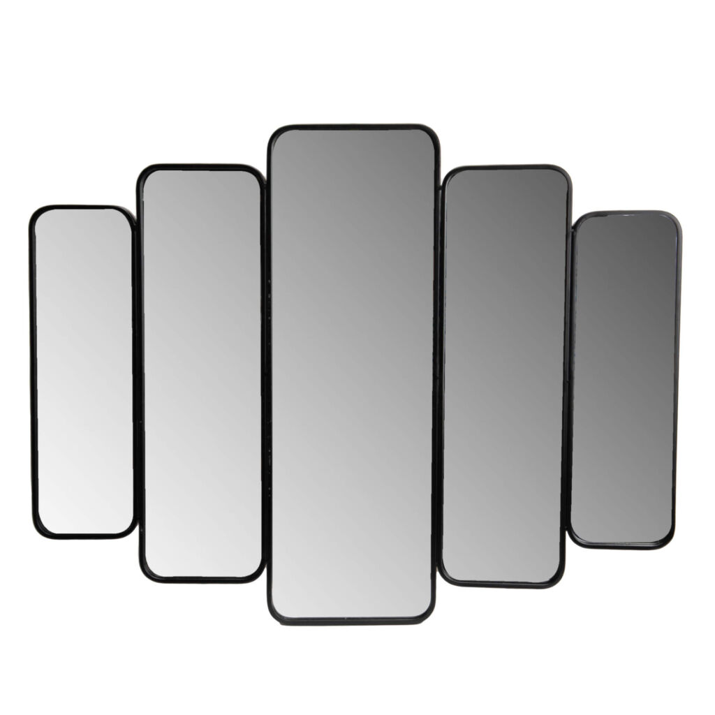 MIROIR ACCORDEON EN METAL NOIR 90 X 2 X 70 CM - Photo N°1