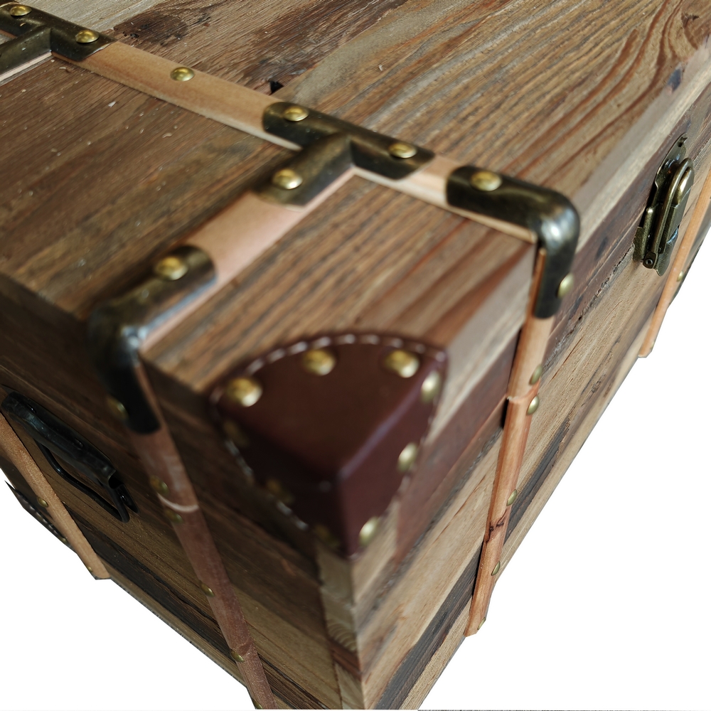 MALLE RECTANGULAIRE BOIS RECYCLE  46 X 28 X 30 CM - Photo N°5