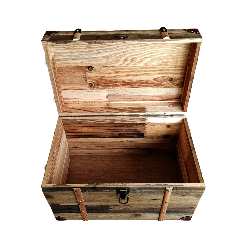 MALLE RECTANGULAIRE BOIS RECYCLE  46 X 28 X 30 CM - Photo N°4