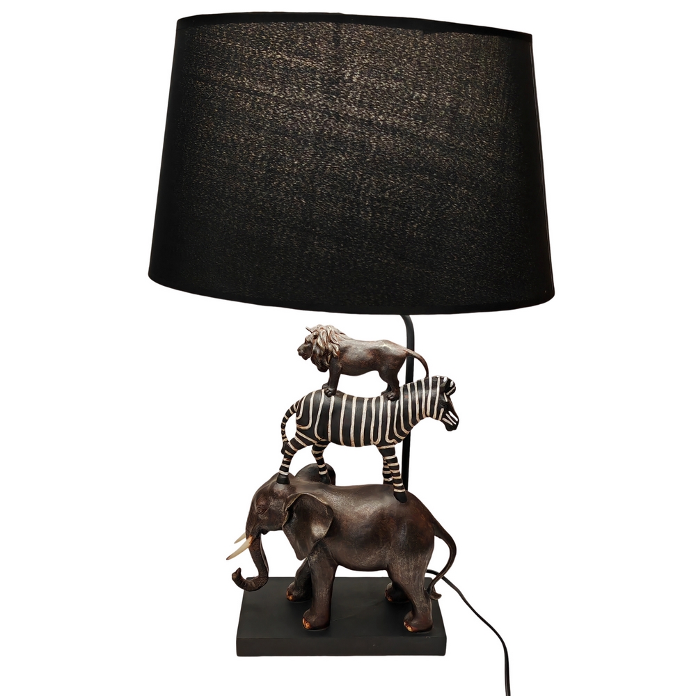 LAMPE A POSER SAFARI EN RESINE ELEPHANT ZEBRE SAFARI  70 CM - Photo N°6