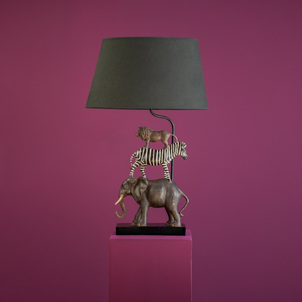 LAMPE A POSER SAFARI EN RESINE ELEPHANT ZEBRE SAFARI  70 CM - Photo N°8