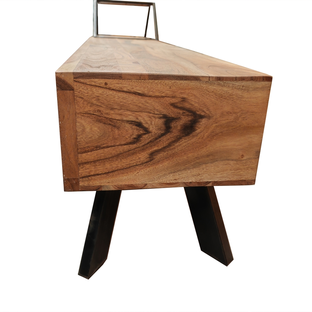 MEUBLE TV DESTRUCTURE OCTAN ACACIA ET METAL 3 TIROIRS 190 X 35 X 60 CM - Photo N°5