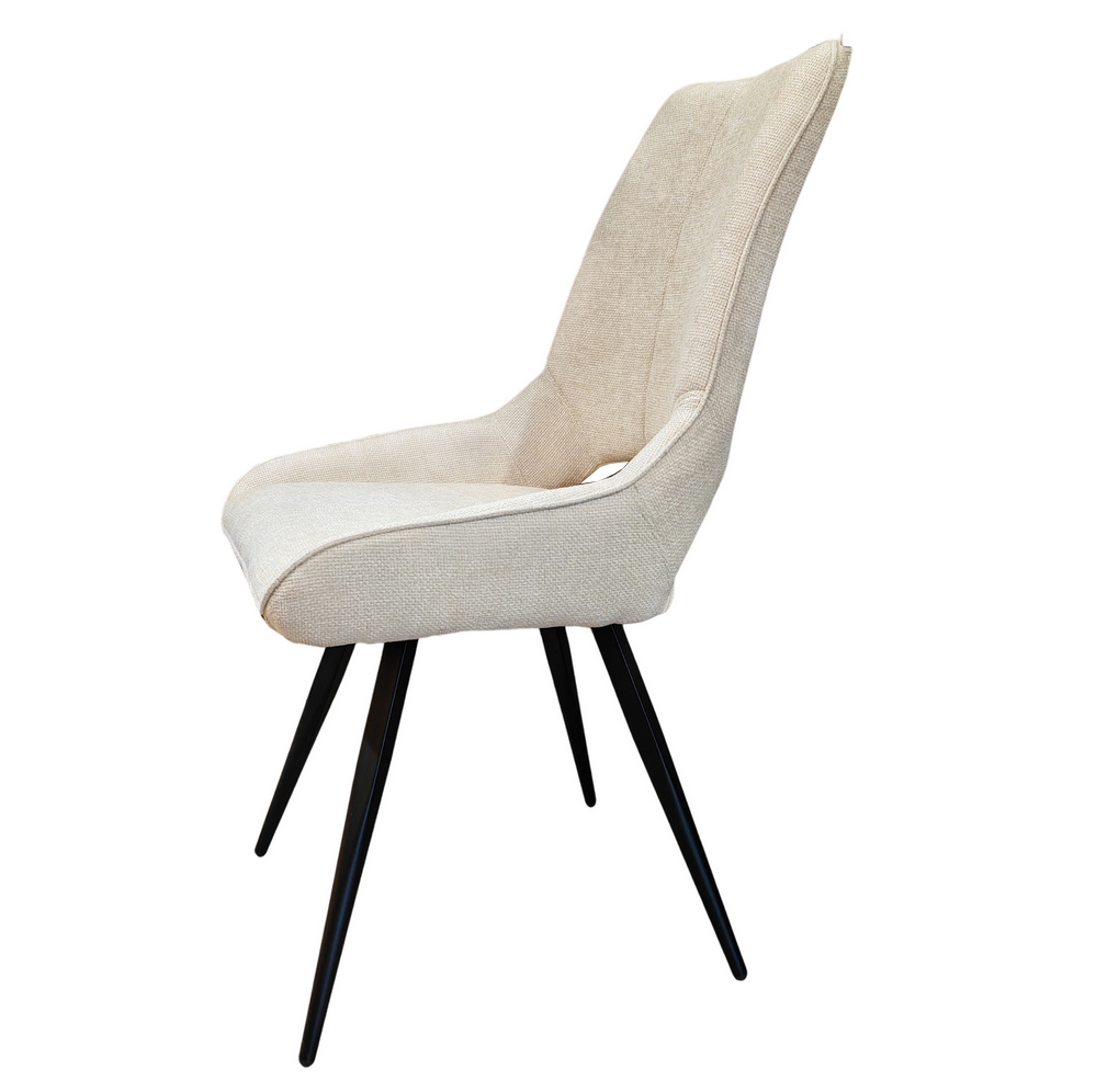CHAISE STOCKHOLM PIEDS ANGULAIRE METAL NOIR ASSISE TISSU IVOIRE 51.5 X 62 X 95CM - Photo N°4
