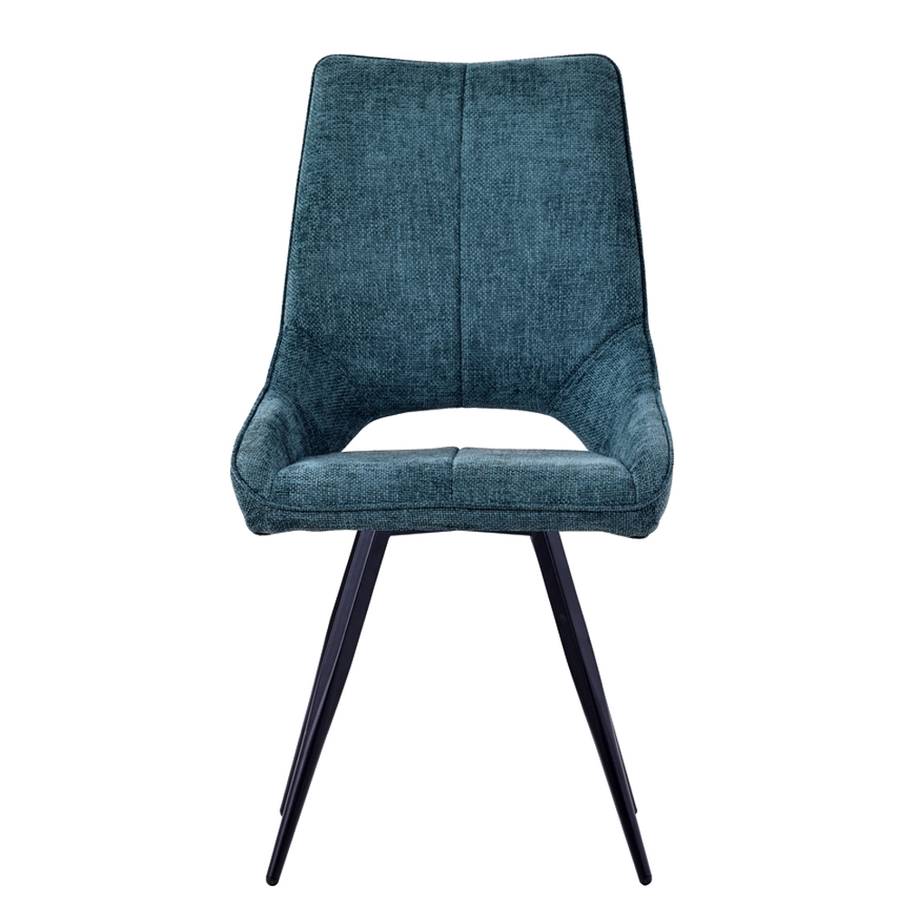 CHAISE STOCKHOLM PIEDS ANGULAIRE METAL NOIR ASSISE TISSU BLEU P 51.5 X 62 X 95CM - Photo N°3