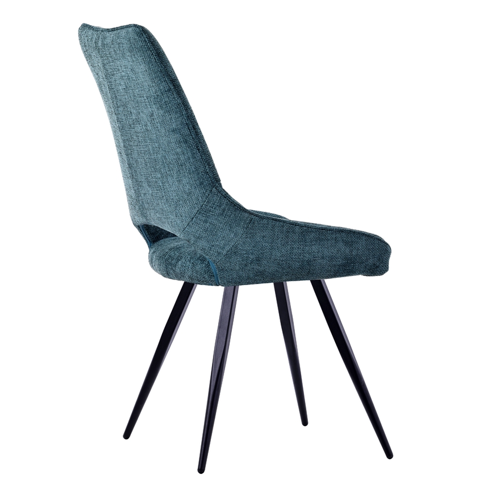 CHAISE STOCKHOLM PIEDS ANGULAIRE METAL NOIR ASSISE TISSU BLEU P 51.5 X 62 X 95CM - Photo N°5