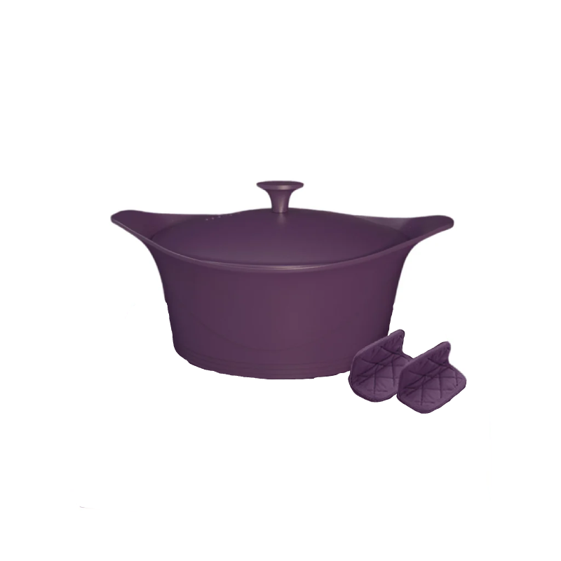 L'INCROYABLE COCOTTE 28 CM COULEUR PRUNE SANS BOUTON NI MANIQUE - Photo N°2