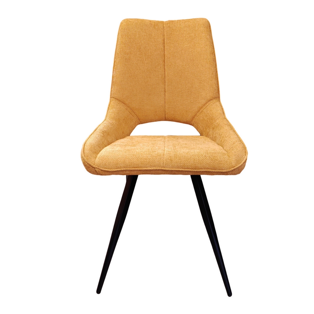 CHAISE STOCKHOLM PIED ANGULAIRE METAL NOIR ASSISE TISSU MOUTARDE 51.5 X 62 X95CM - Photo N°1