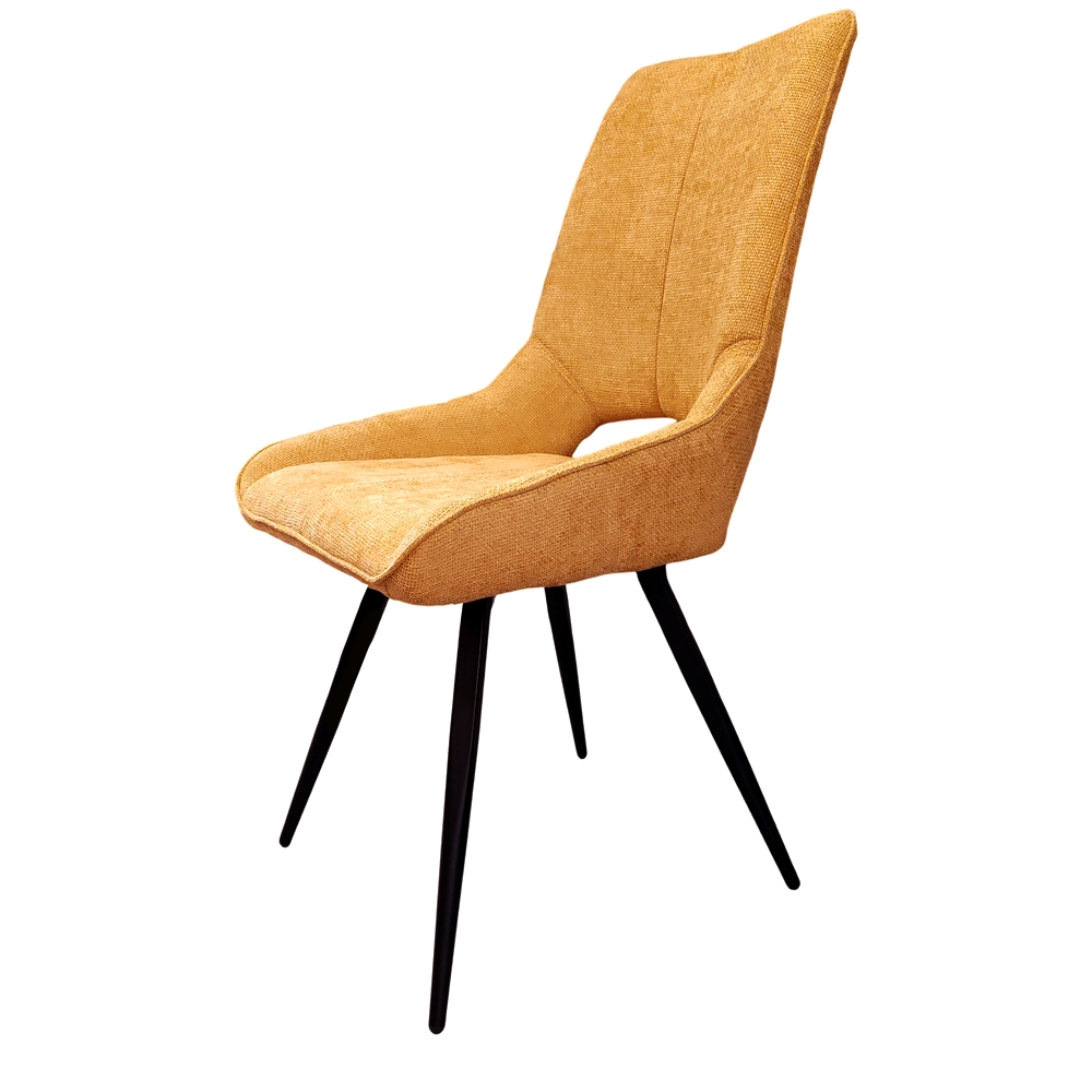 CHAISE STOCKHOLM PIED ANGULAIRE METAL NOIR ASSISE TISSU MOUTARDE 51.5 X 62 X95CM - Photo N°6