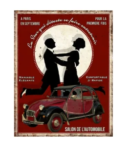 PLAQUE METAL DEUX CHEVAUX CHARLESTON 22 X 28 CM