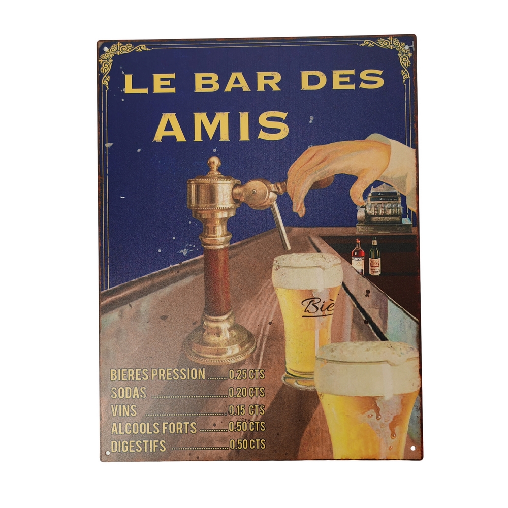PLAQUE METAL LE BAR DES AMIS  25 X 33 CM - Photo N°1