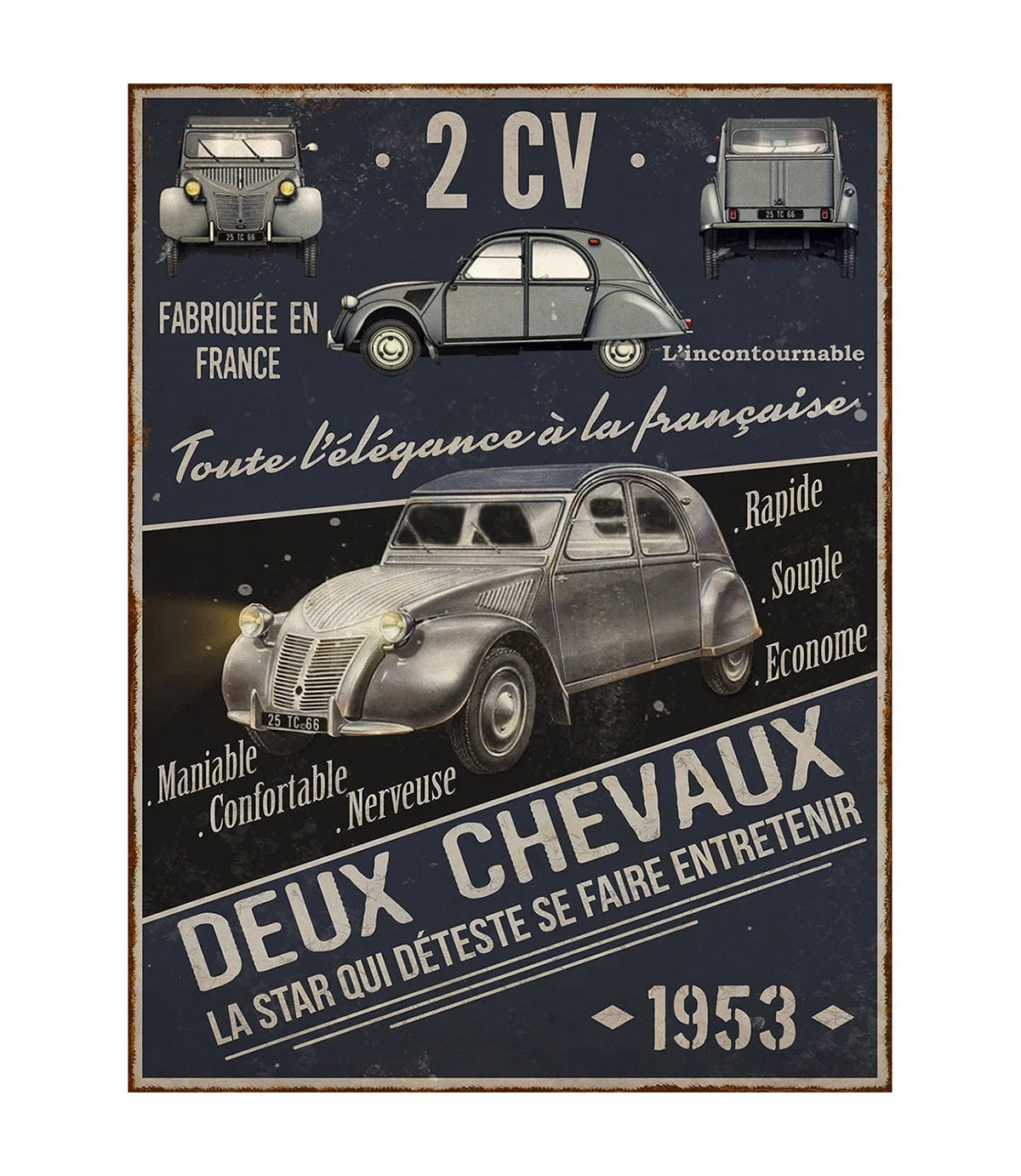 Citroën 2cv magnet plaque métal