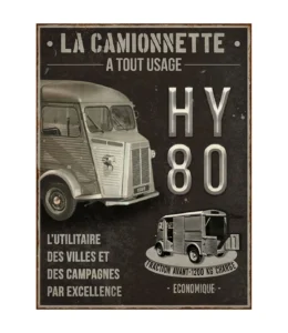 PLAQUE METAL CAMIONNETTE  HY80 CITROEN   33 X 25 CM