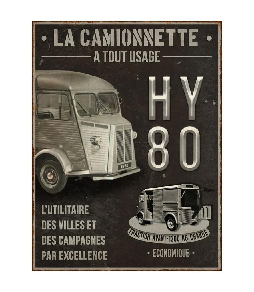 PLAQUE METAL CAMIONNETTE  HY80 CITROEN   33 X 25 CM - Photo N°1