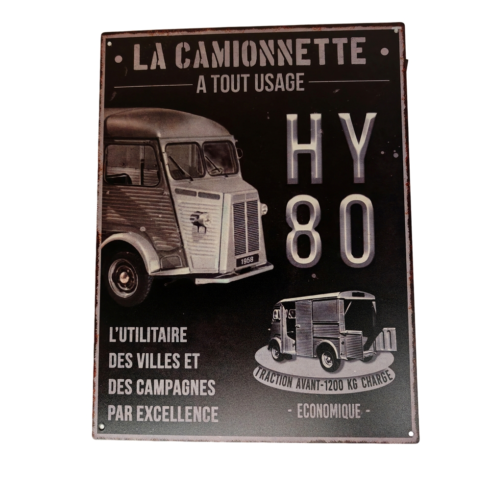 PLAQUE METAL CAMIONNETTE  HY80 CITROEN   33 X 25 CM - Photo N°3