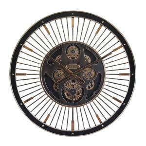 HORLOGE INDUSTRIEL MECANISME TOURNANT FINITION LAITON ET NOIR 80 CM