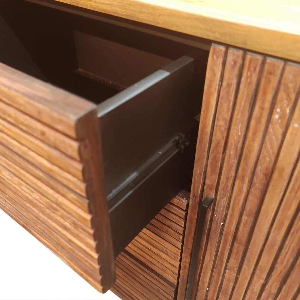 BAHUT BAS TROMS 2 PORTES 3 TIROIRS 200 X 85 X 50 CM MAHOGANY ET TECK RECYCLE - Photo N°7