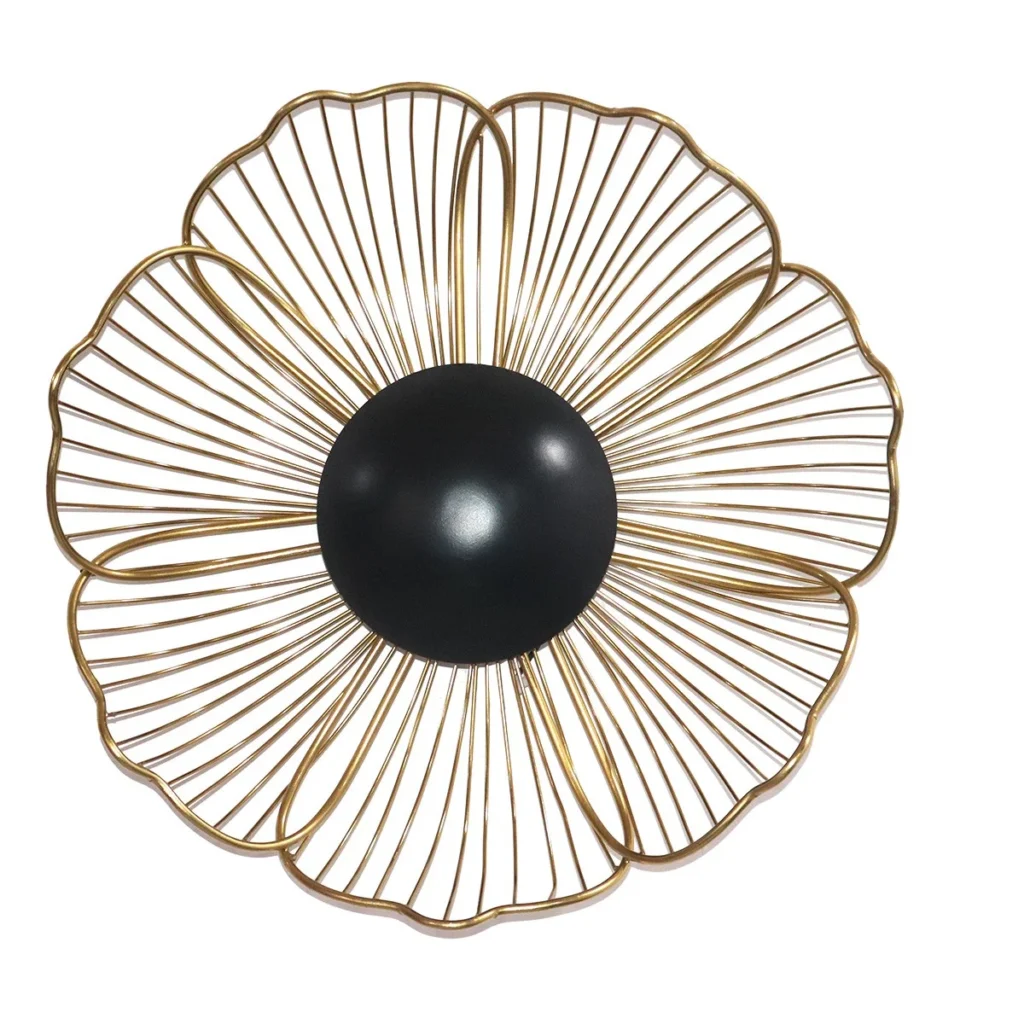APPLIQUE MURALE FLEUR METAL DORE ET NOIR 39.5 X 39.5 X 11.5 CM - Photo N°5
