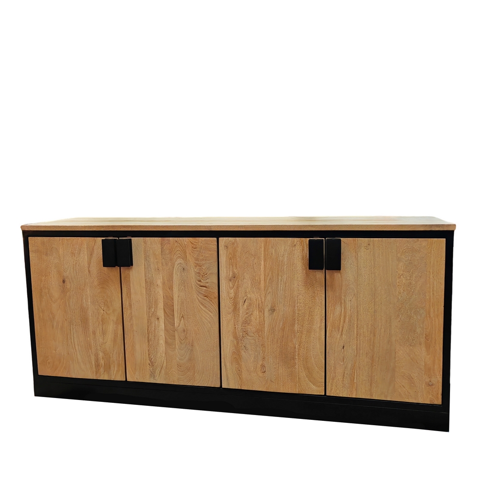 MEUBLE BAHUT BAS MODELE IPN EN MANGUIER ET METAL 4 PORTES  180 X 80.5 X 48 CM - Photo N°1