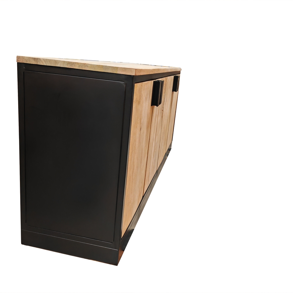 MEUBLE BAHUT BAS MODELE IPN EN MANGUIER ET METAL 4 PORTES  180 X 80.5 X 48 CM - Photo N°7