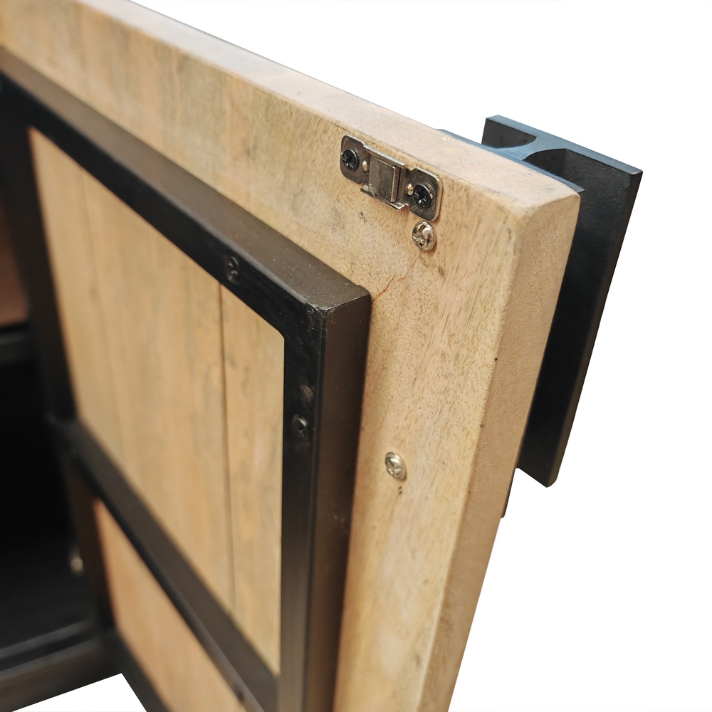 MEUBLE BAHUT BAS MODELE IPN EN MANGUIER ET METAL 4 PORTES  180 X 80.5 X 48 CM - Photo N°5