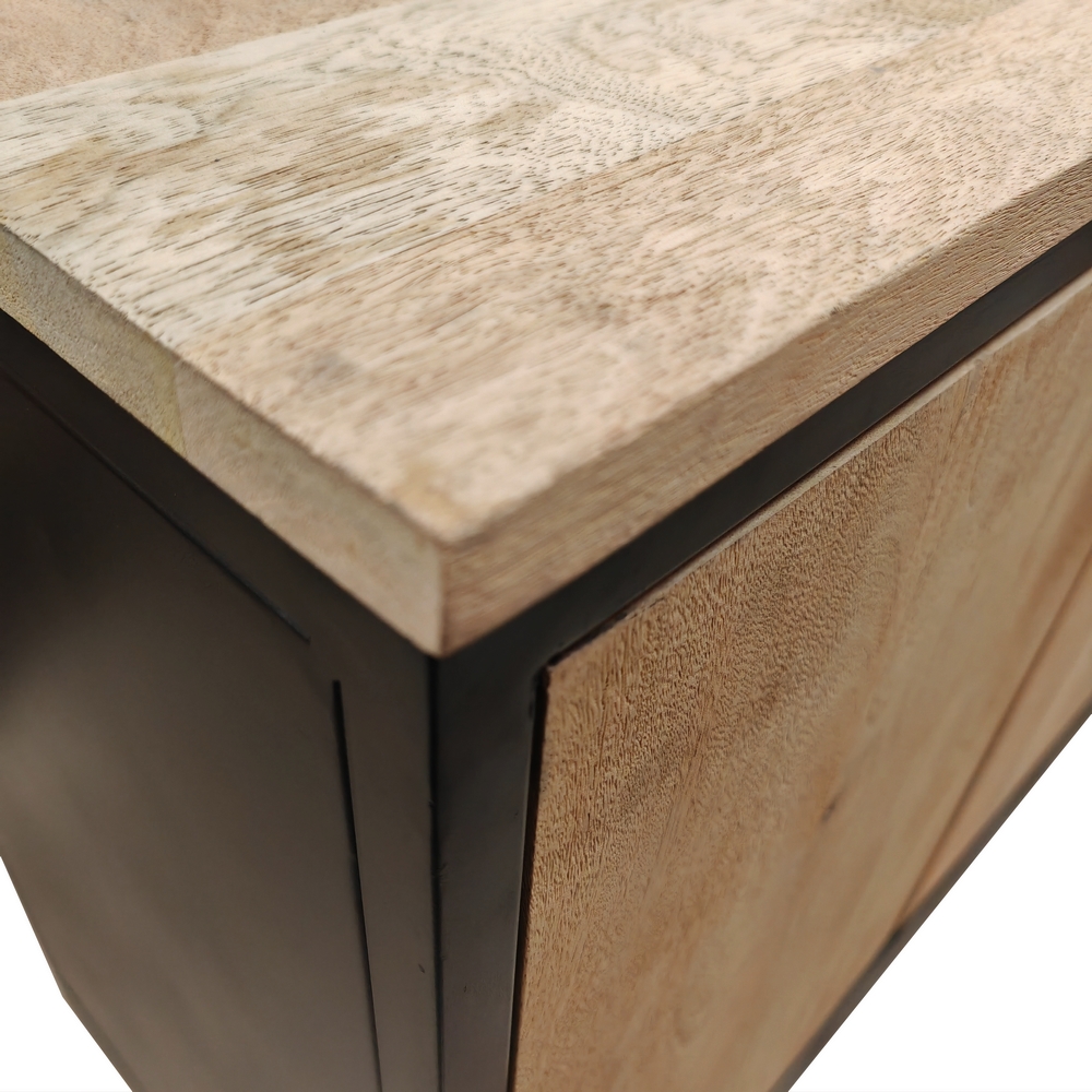 MEUBLE BAHUT BAS MODELE IPN EN MANGUIER ET METAL 4 PORTES  180 X 80.5 X 48 CM - Photo N°4