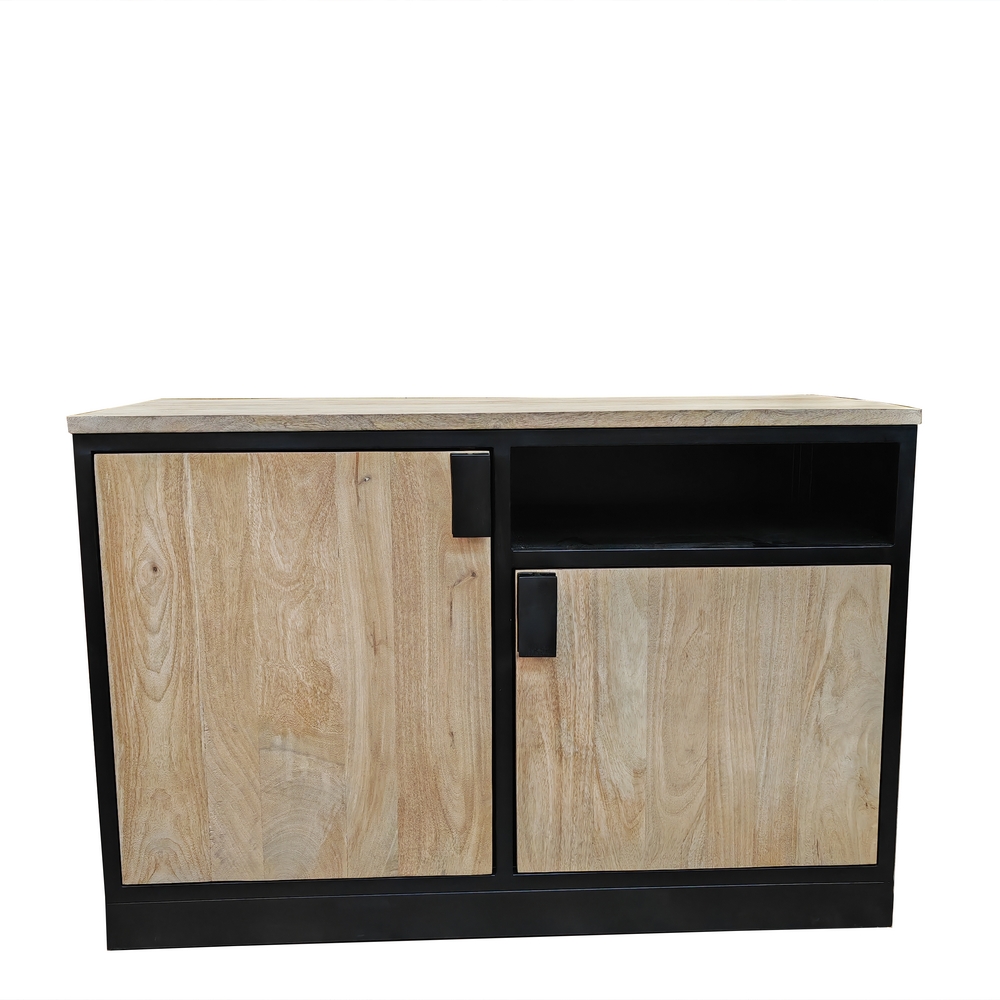 MEUBLE BAHUT BAS MODELE IPN MANGUIER ET METAL 2 P 1 NICHE  120 X 80.5 X 48 CM - Photo N°1