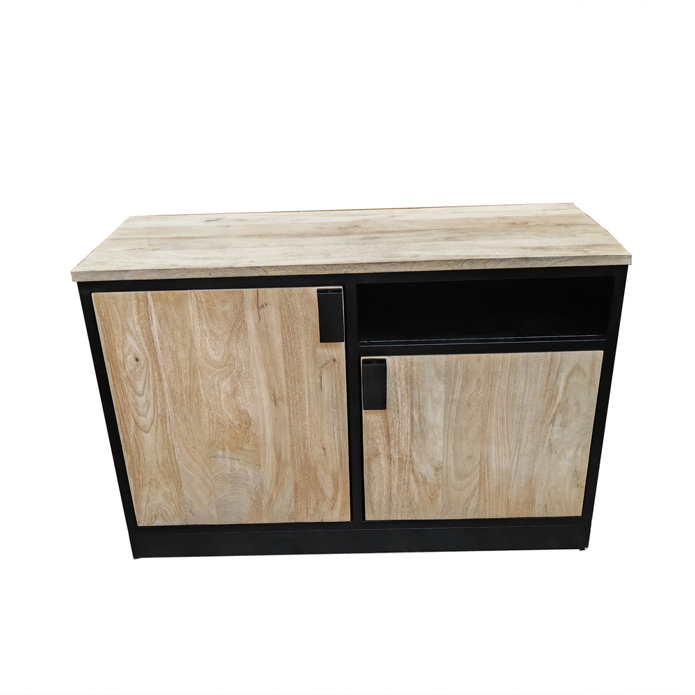 MEUBLE BAHUT BAS MODELE IPN MANGUIER ET METAL 2 P 1 NICHE  120 X 80.5 X 48 CM - Photo N°7