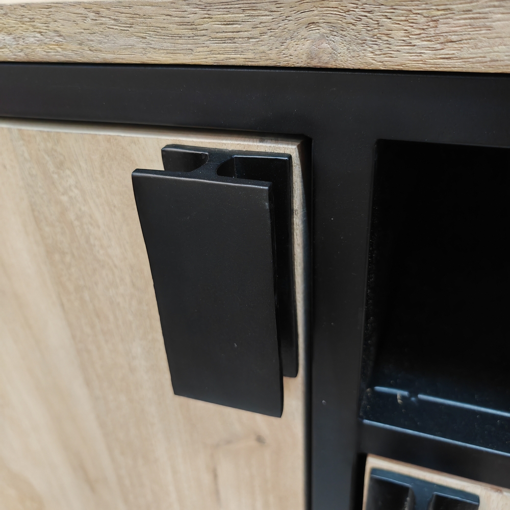 MEUBLE BAHUT BAS MODELE IPN MANGUIER ET METAL 2 P 1 NICHE  120 X 80.5 X 48 CM - Photo N°5