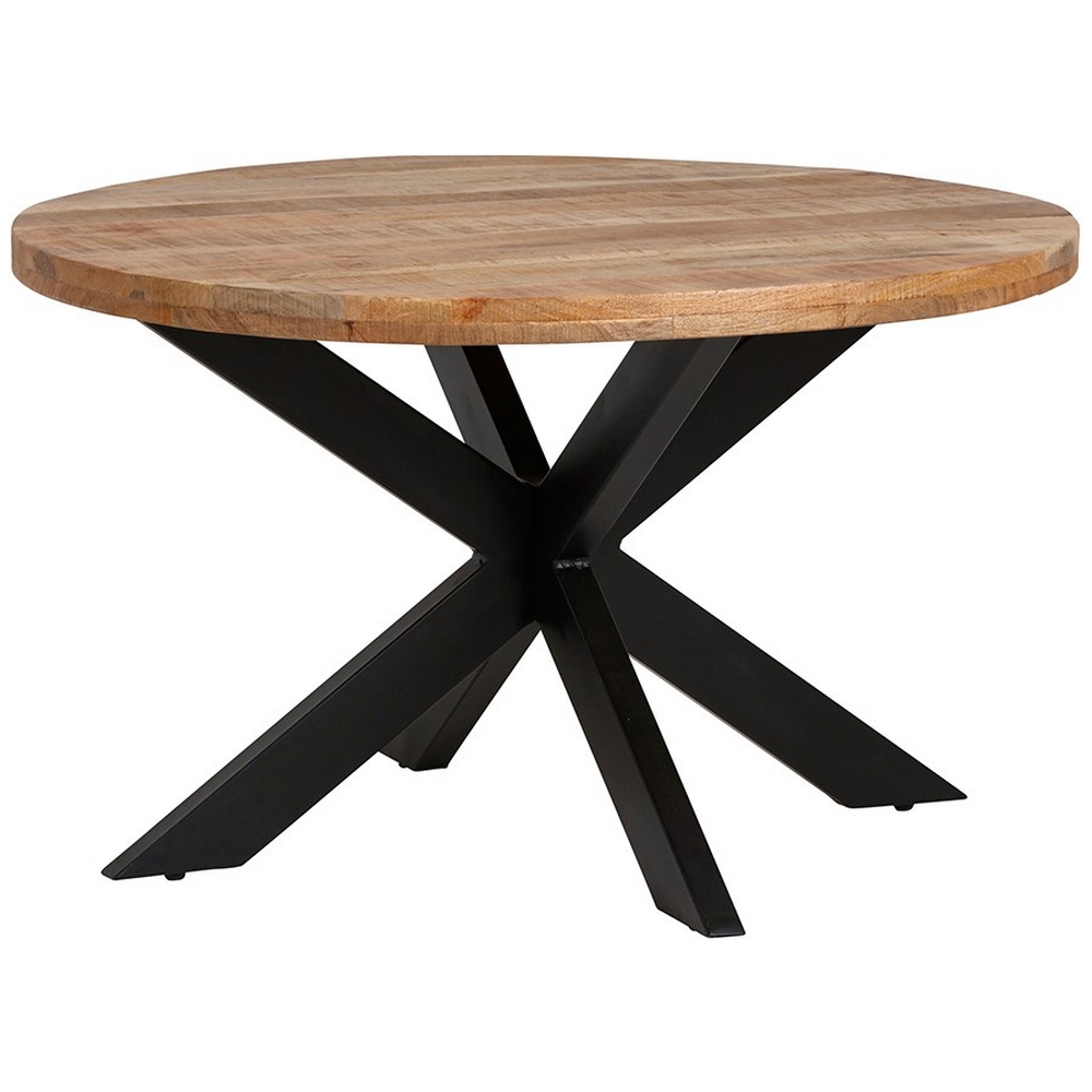 TABLE RONDE PERU PLATEAU MANGUIER PIED METAL NOIR 130 X 130 X 78 CM - Photo N°1