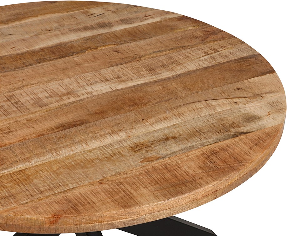 TABLE RONDE PERU PLATEAU MANGUIER PIED METAL NOIR 130 X 130 X 78 CM - Photo N°3