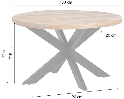 TABLE RONDE PERU PLATEAU MANGUIER PIED METAL NOIR 130 X 130 X 78 CM - Photo N°2