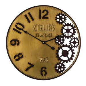 HORLOGE ATELIER DE LA GARE EN METAL DORE MARRON 59 X 59 CM