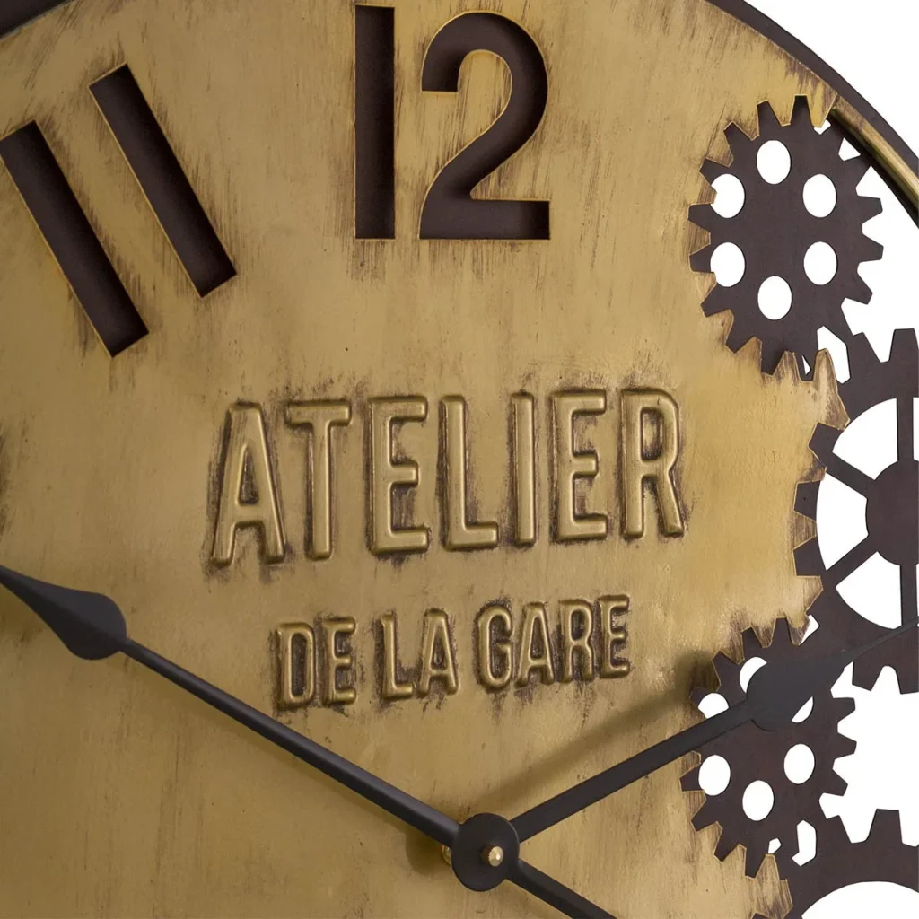 HORLOGE ATELIER DE LA GARE EN METAL DORE MARRON 59 X 59 CM - Photo N°4