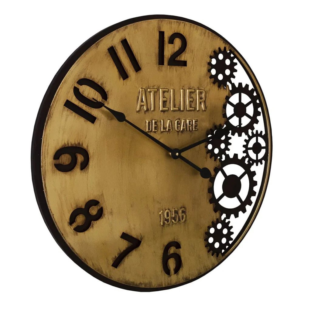 HORLOGE ATELIER DE LA GARE EN METAL DORE MARRON 59 X 59 CM - Photo N°3