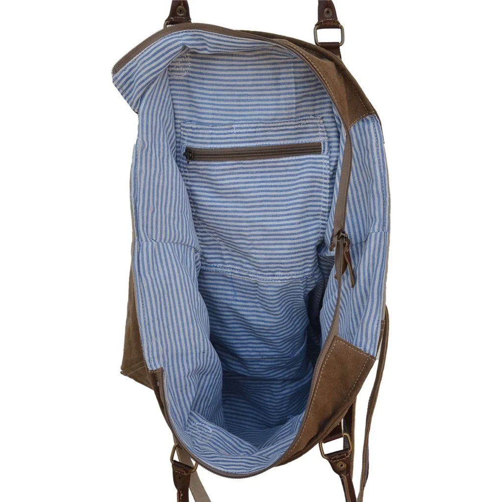 SAC A MAIN CUIR ET TOILE VINTAGE VINTAGE Company  45 X 30 X 18 CM - Photo N°2