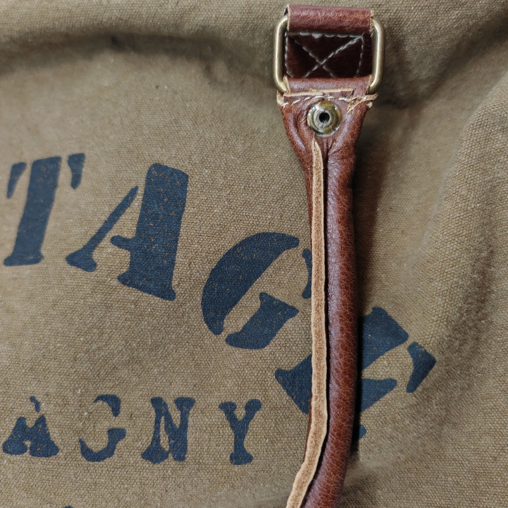 SAC A MAIN CUIR ET TOILE VINTAGE VINTAGE Company  45 X 30 X 18 CM - Photo N°5