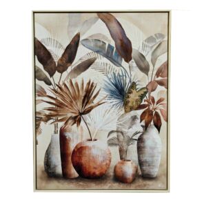 TOILE VASES ET FEUILLAGES TROPICALES 60 x 80 cm