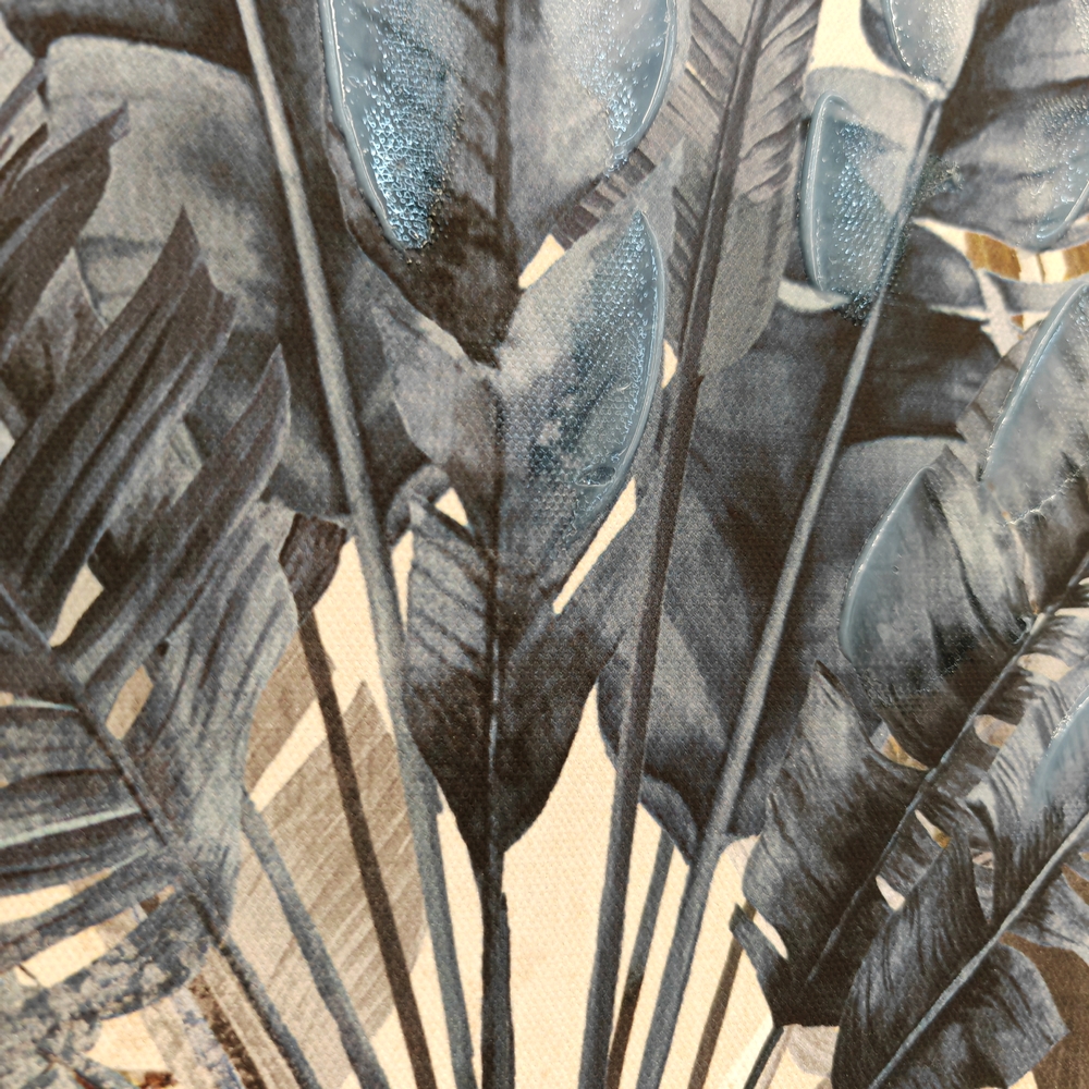 TOILE VASES ET FEUILLAGES TROPICALES 60 x 80 cm - Photo N°4