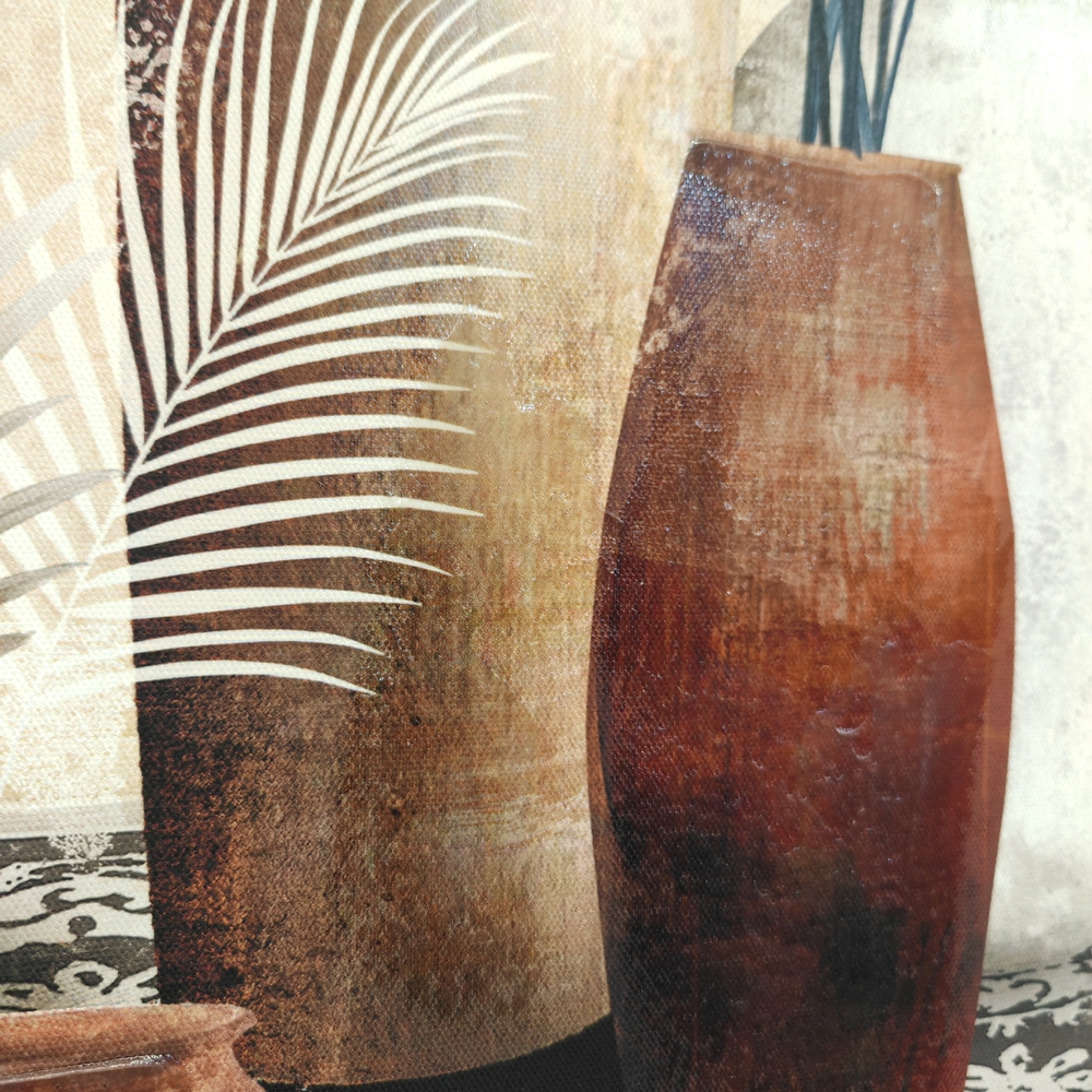 TOILE VASES ET FEUILLAGES TROPICALES 60 x 80 cm - Photo N°3