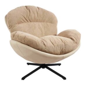FAUTEUIL LOUNGE OEUF TISSU BEIGE ASSISE GRAND CONFORT - 91 X 98 X 100 CM