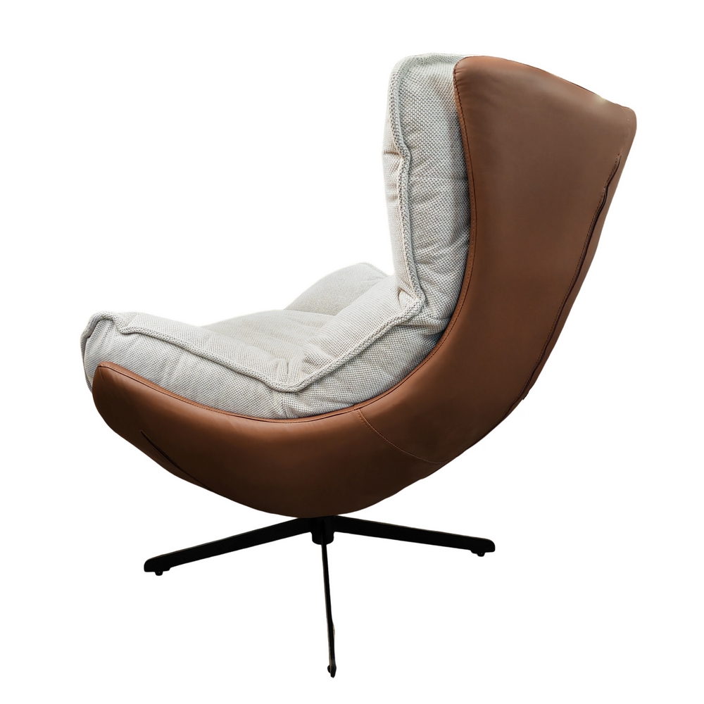 FAUTEUIL LOUNGE LARGE OEUF TISSU GRIS ASSISE GRAND CONFORT 86 X 102 X 98 CM - Photo N°2