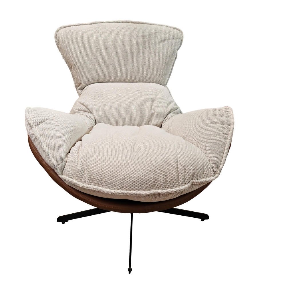 FAUTEUIL LOUNGE LARGE OEUF TISSU GRIS ASSISE GRAND CONFORT 86 X 102 X 98 CM - Photo N°3