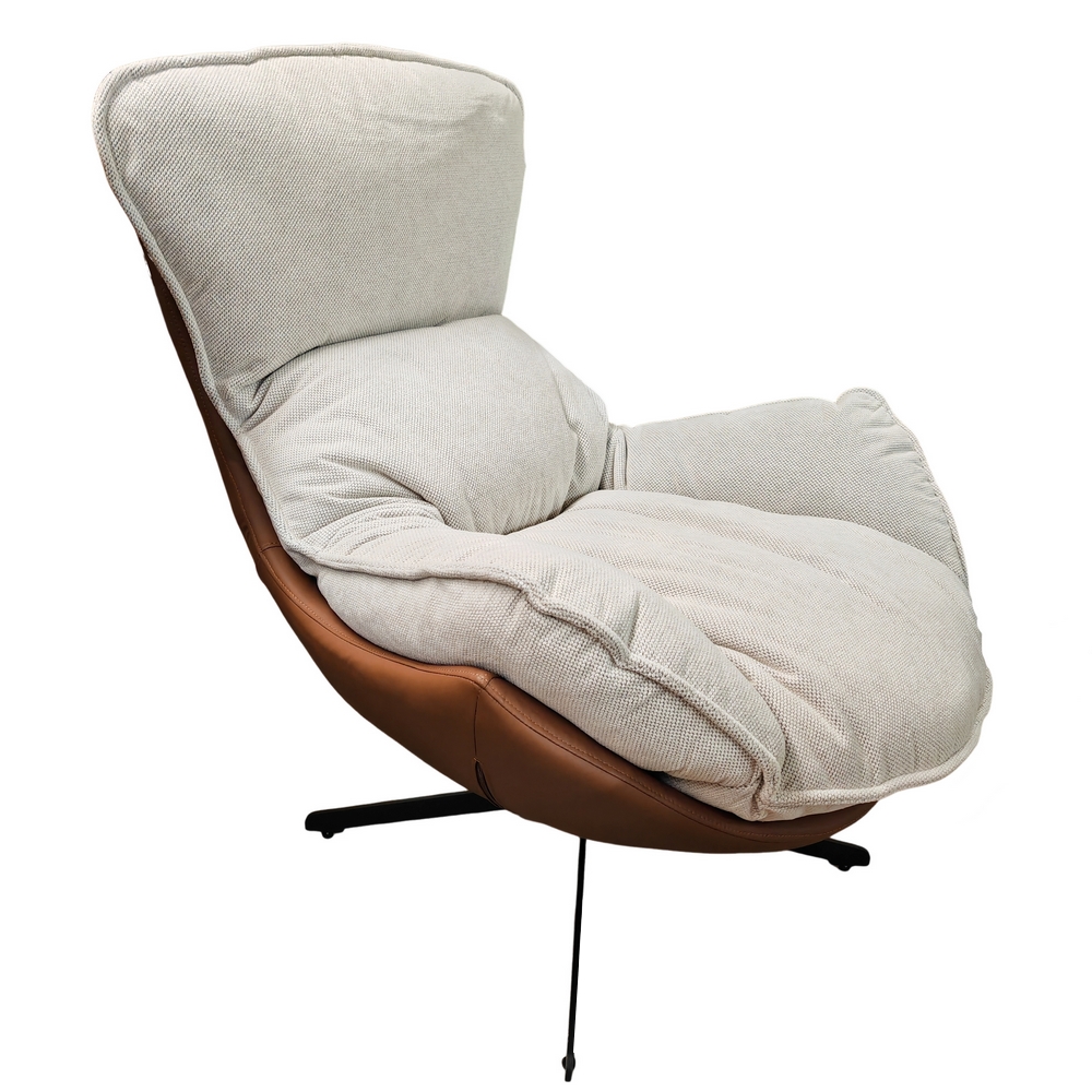 FAUTEUIL LOUNGE LARGE OEUF TISSU GRIS ASSISE GRAND CONFORT 86 X 102 X 98 CM - Photo N°5