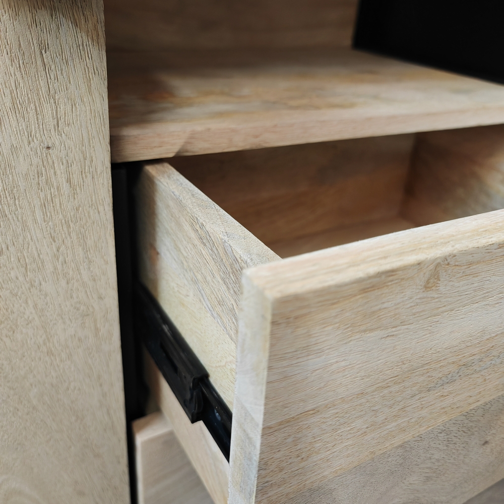 MEUBLE SALLE DE BAIN MODELE IPN MANGUIER ET METAL 1 P 2 T NICHE  90 X 80 X 45 CM - Photo N°3