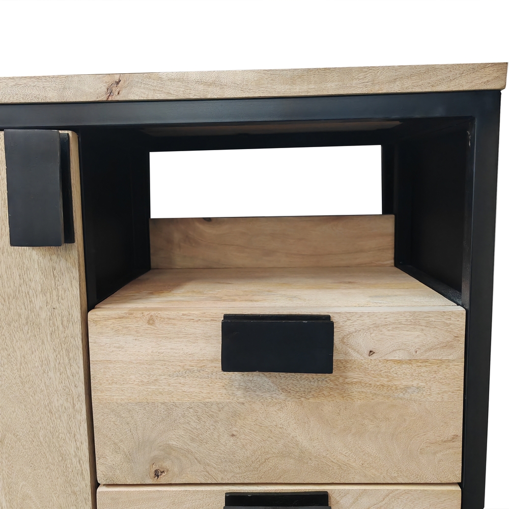 MEUBLE SALLE DE BAIN MODELE IPN MANGUIER ET METAL 1 P 2 T NICHE  90 X 80 X 45 CM - Photo N°5