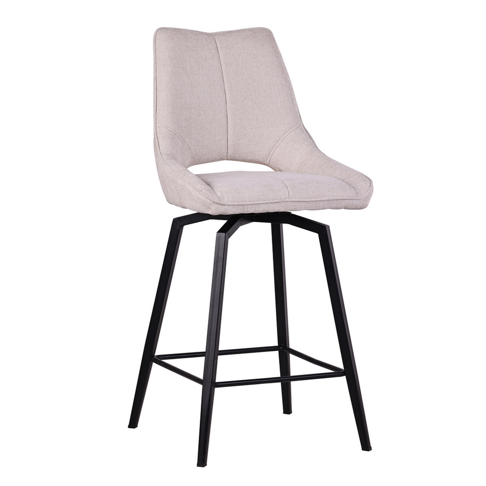 CHAISE HAUTE STOCKHOLM PIEDS METAL NOIR ASSISE TISSU BLANC IVOI 42 X 56 X 104 CM - Photo N°1