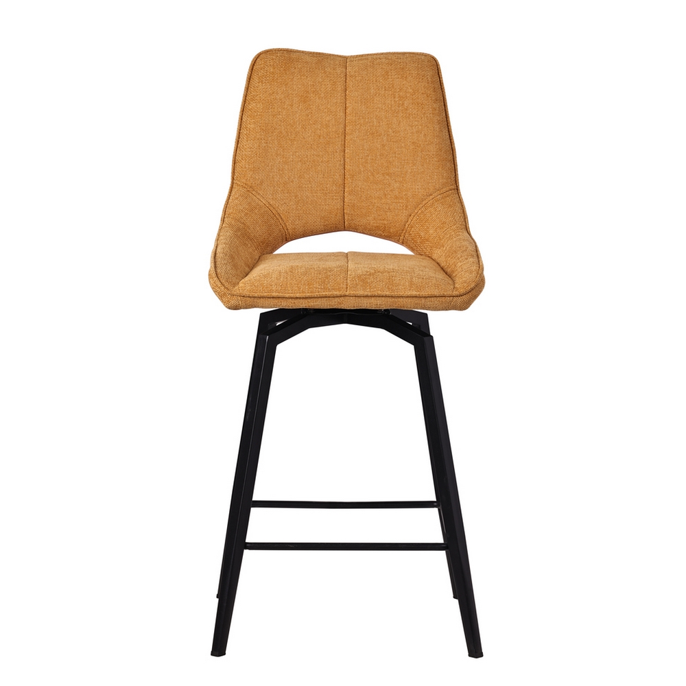 CHAISE HAUTE STOCKHOLM PIEDS METAL NOIR ASSISE TISSU MOUTARDE 42 X 56 X 104 CM - Photo N°6