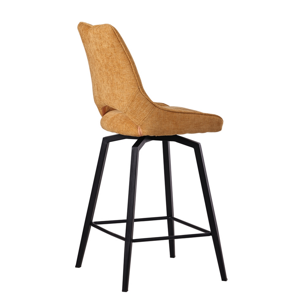 CHAISE HAUTE STOCKHOLM PIEDS METAL NOIR ASSISE TISSU MOUTARDE 42 X 56 X 104 CM - Photo N°3