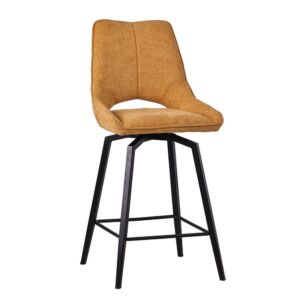 CHAISE HAUTE STOCKHOLM PIEDS METAL NOIR ASSISE TISSU MOUTARDE 42 X 56 X 104 CM