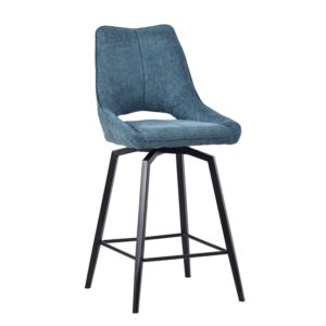 CHAISE HAUTE STOCKHOLM PIEDS METAL NOIR ASSISE TISSU BLEU PETRO 42 X 56 X 104 CM